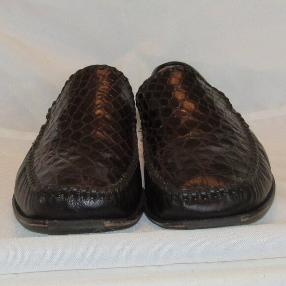 Mezlan Brown Genuine Crocodile Loafers/Moccasins Size 12 Made in Spain EUC - Picture 2 of 13